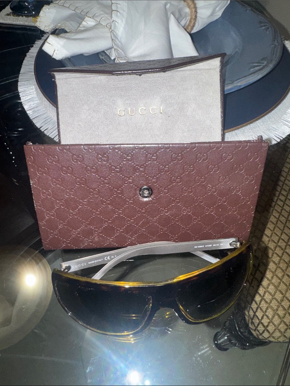 Gucci Brown Monogram Sunglasses with Brown Case
